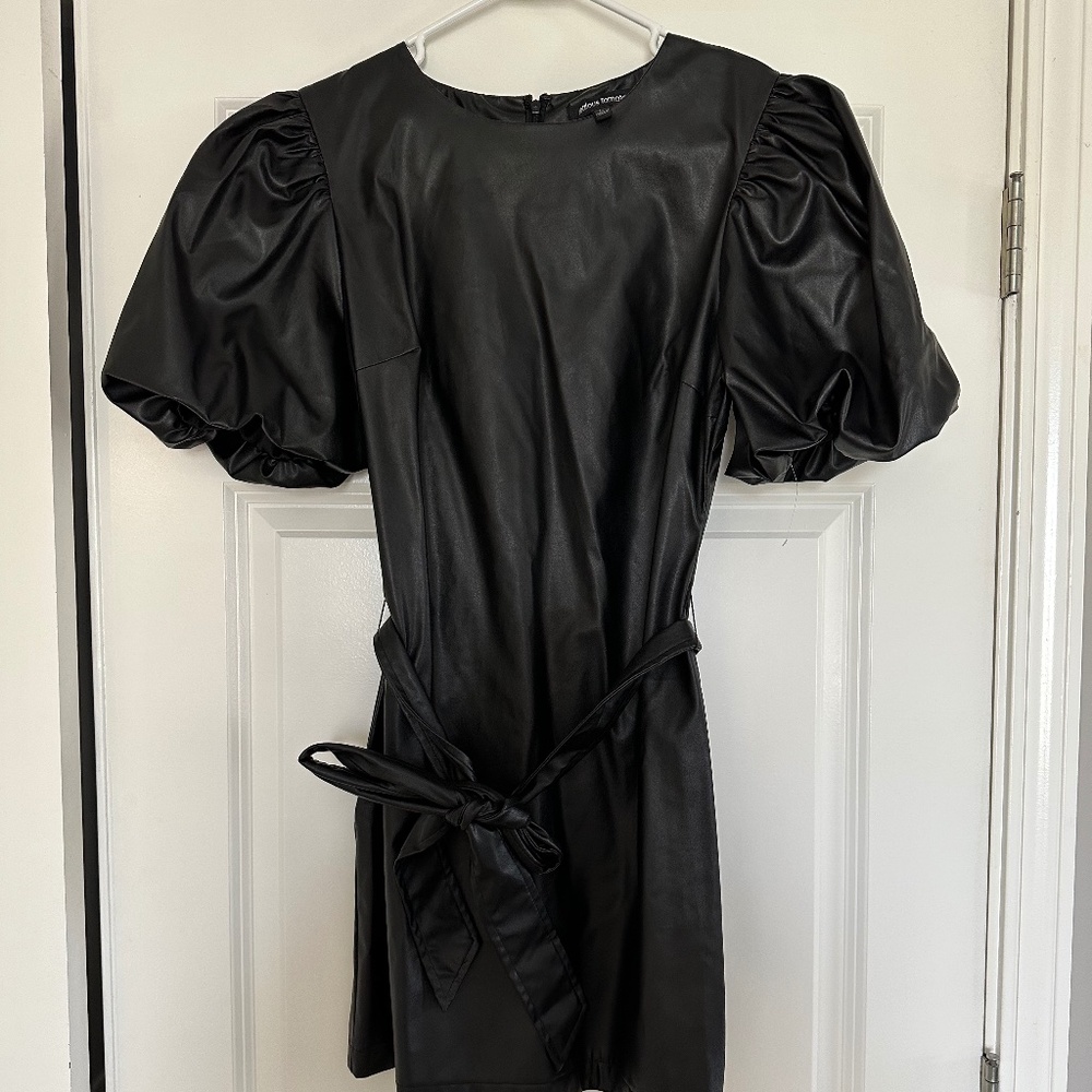 Black mini leather dress